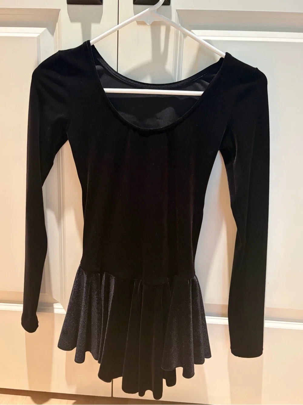 Black Long Sleeve Velvet Skating Dress